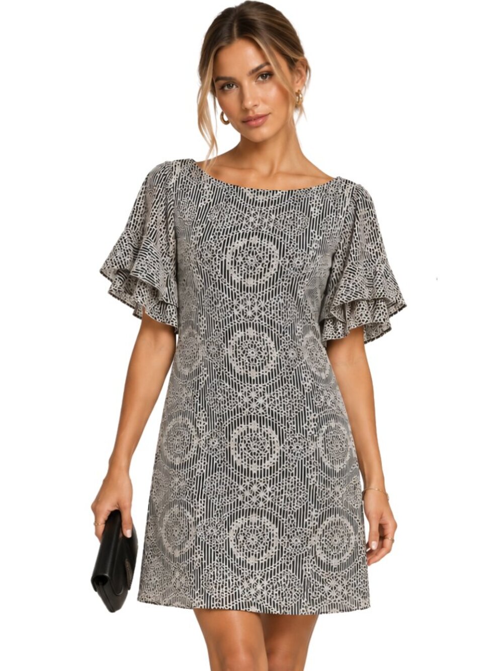 Ralph Lauren Black Ivory Embroidered Eyelet Shift Dress EUC Plus Size 18